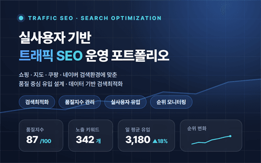 실사용자 기반 트래픽 SEO 운영 포트폴리오